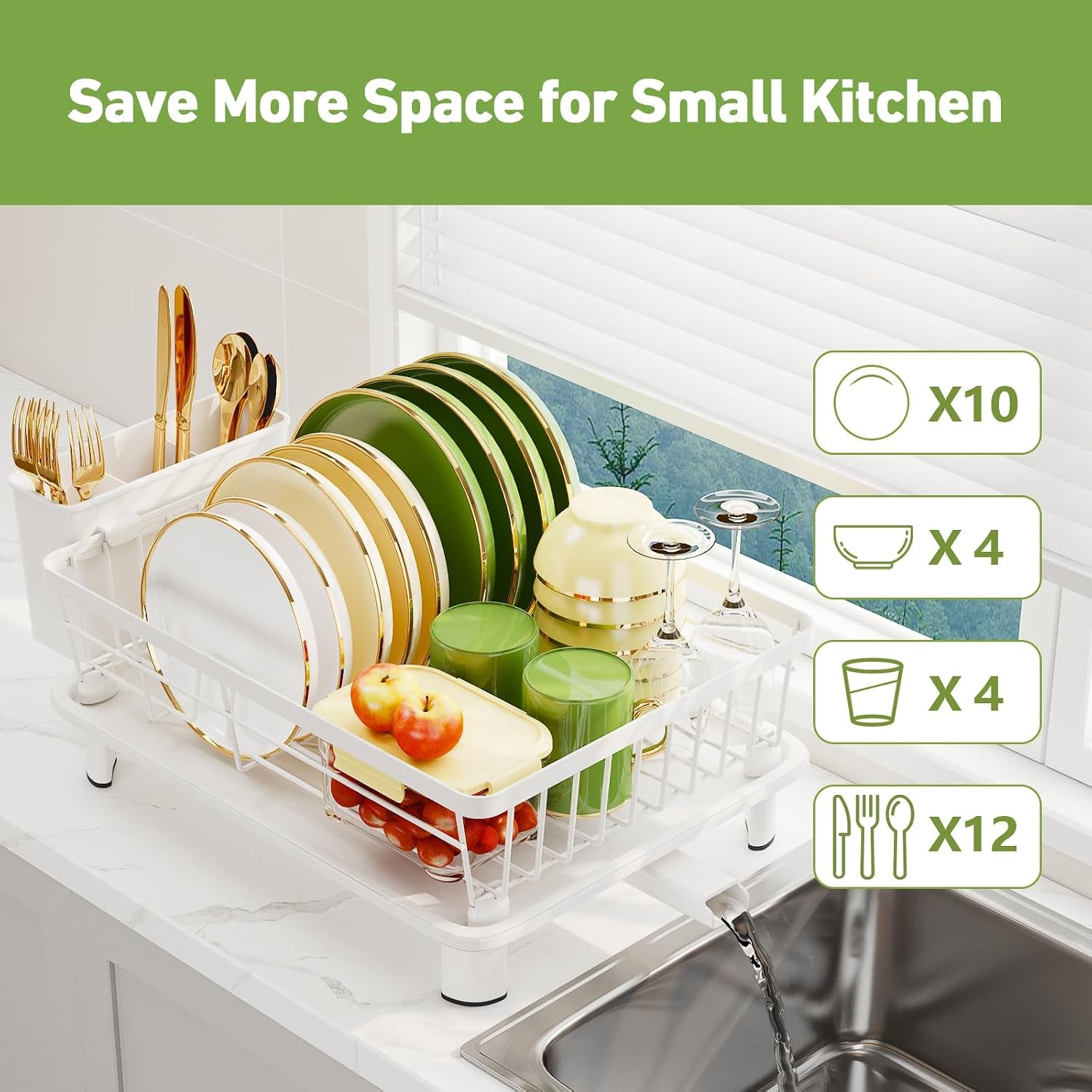 Stainless Steel Dish Drying Rack with Drip Tray