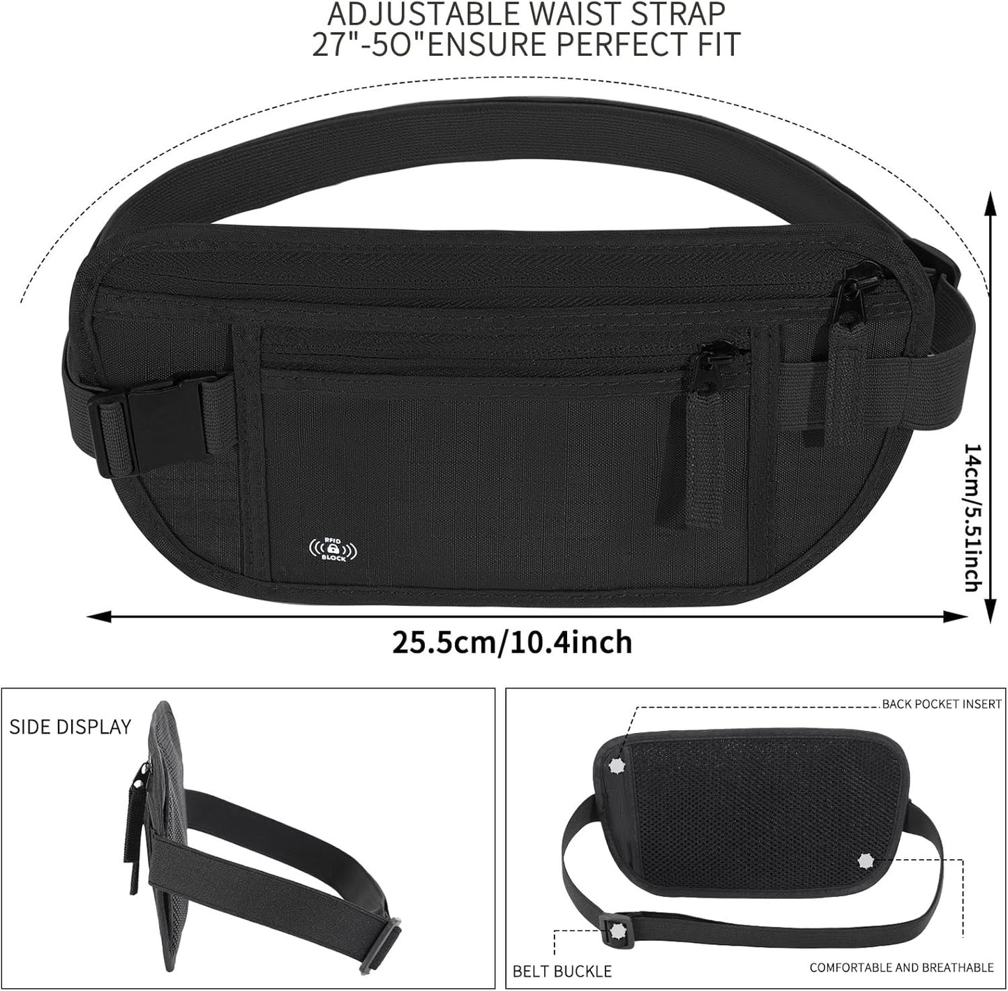 RFID Travel Money Belt Passport Holder