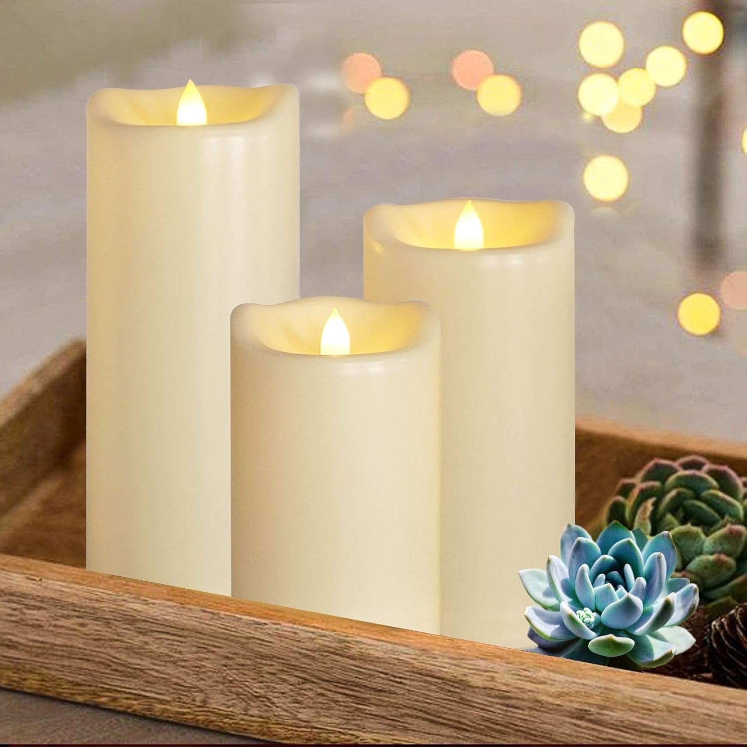 2-Pack Large Waterproof Flameless LED Pillar Candles, 4"x8", Battery Operated with Remote & Timer, Flickering Electric Candles for Outdoor & Indoor Decor