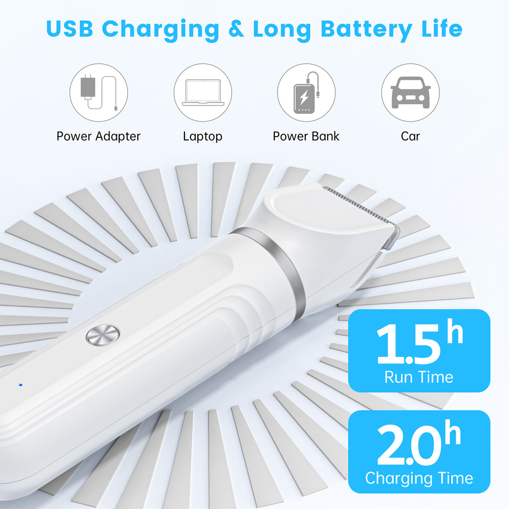 4-in-1 Cordless Pet Grooming Kit – Low-Noise Clippers & Nail Grinder for Dogs & Cats, Trims Hair on Paws, Face, Ears & Body