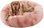 Donut Dog Bed for All Dogs Calming Plush Washable Round Bed 