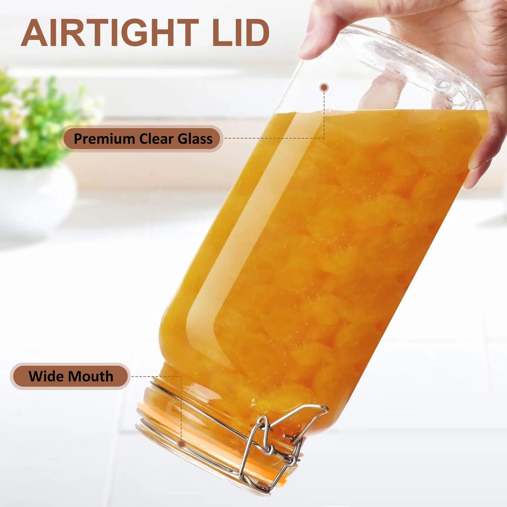 3-Pack 78oz Glass Jars with Airtight Lids, Large Clear Food Storage Canisters with Labels for Flour, Sugar, Pasta, Coffee & Cereals