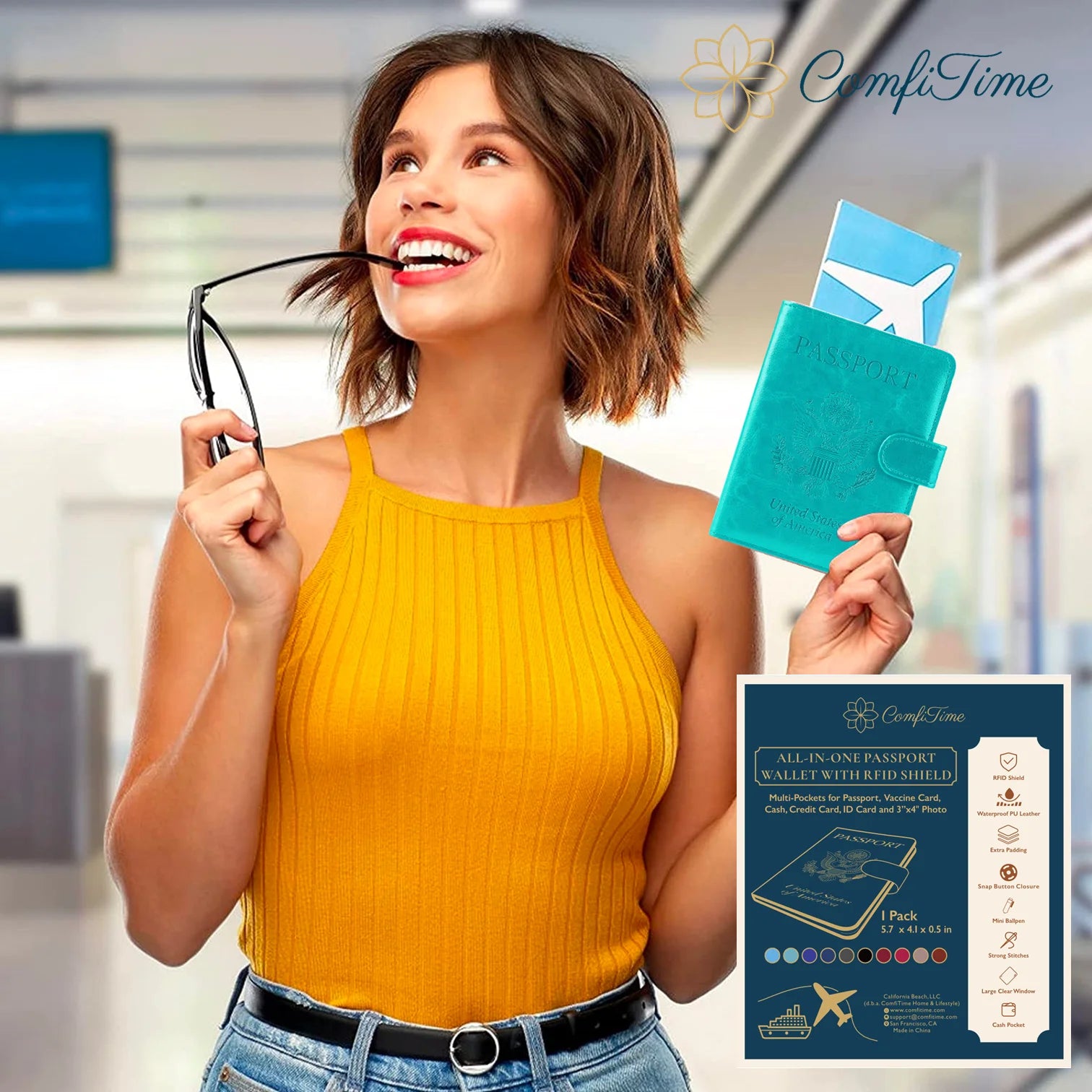 Passport Holder – RFID Blocking Travel Wallet with Cash & Vaccine Card Holder, Waterproof PU Leather Passport Case for Men & Women 