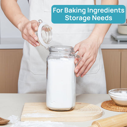 78Oz Airtight Glass Jars with Lids,  3 PCS Food Storage Canister, Square Mason Jar Containers