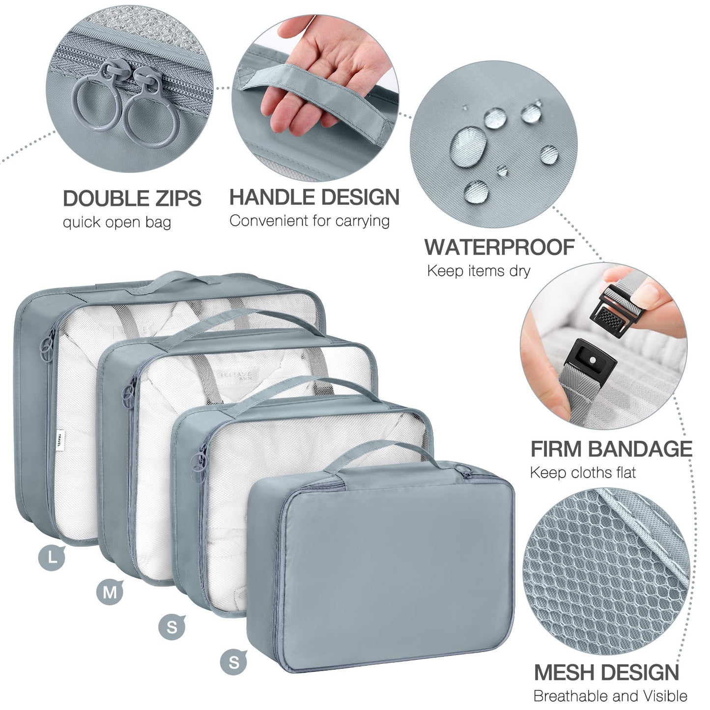 8Pcs Packing Cubes for Luggage , Suitcase Organizer Bags Set Packing Cubes for Travel Luggage 