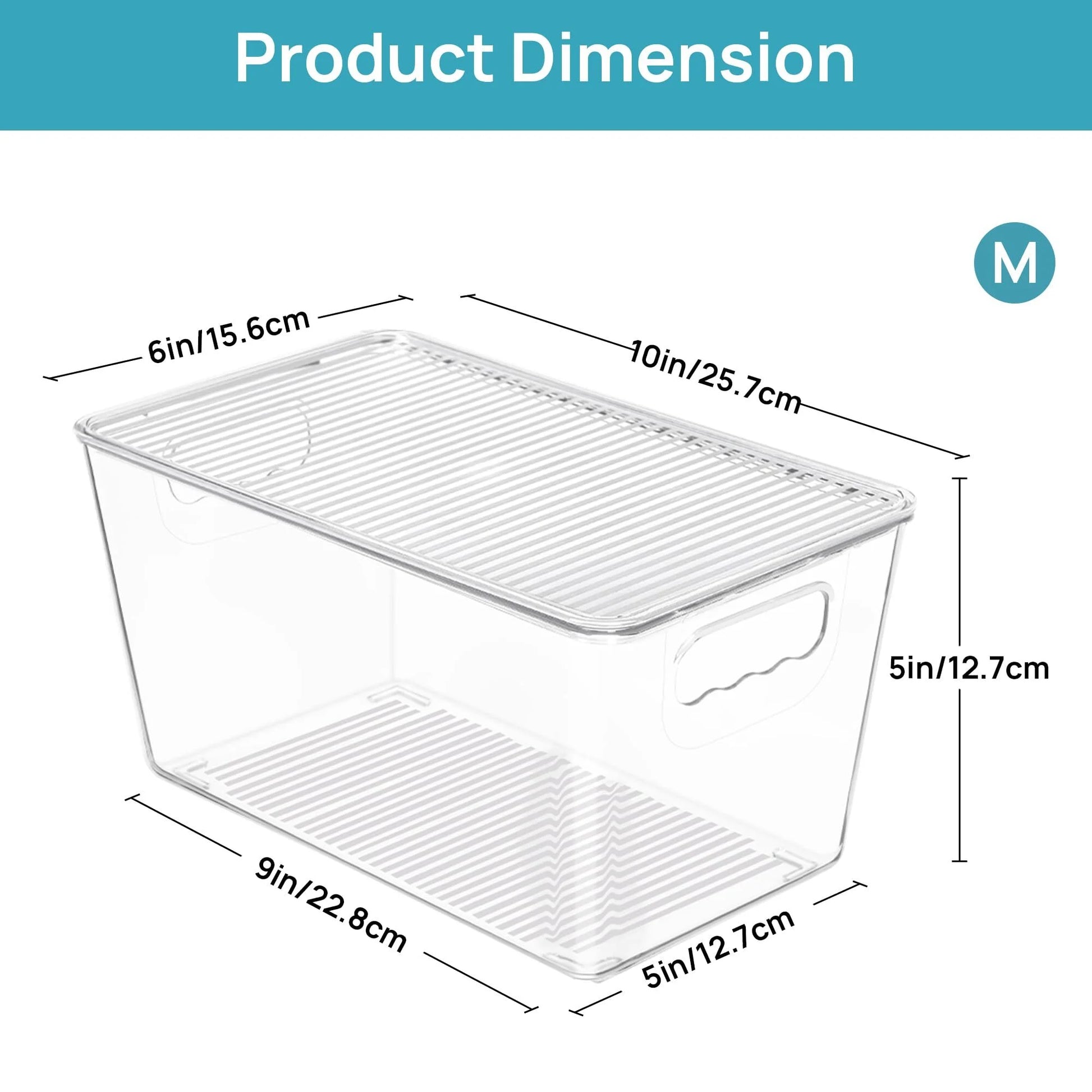 6 Pack Clear Plastic Storage Bins with Lids, Pantry Organizer, for Cabinet, Kitchen, Medium
