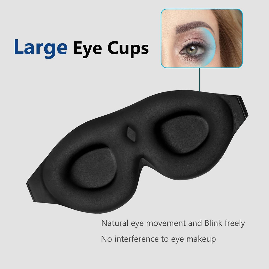 Memory Foam Sleep Mask – 3D Contoured Blackout Eye Mask with Earplugs, Soft & No Pressure on Eyelids, for Men & Women 