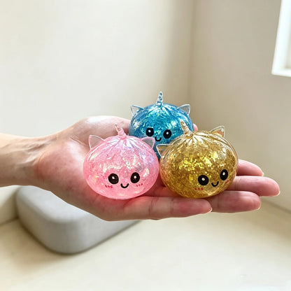 Colorful glitter unicorn fidget toy close-up