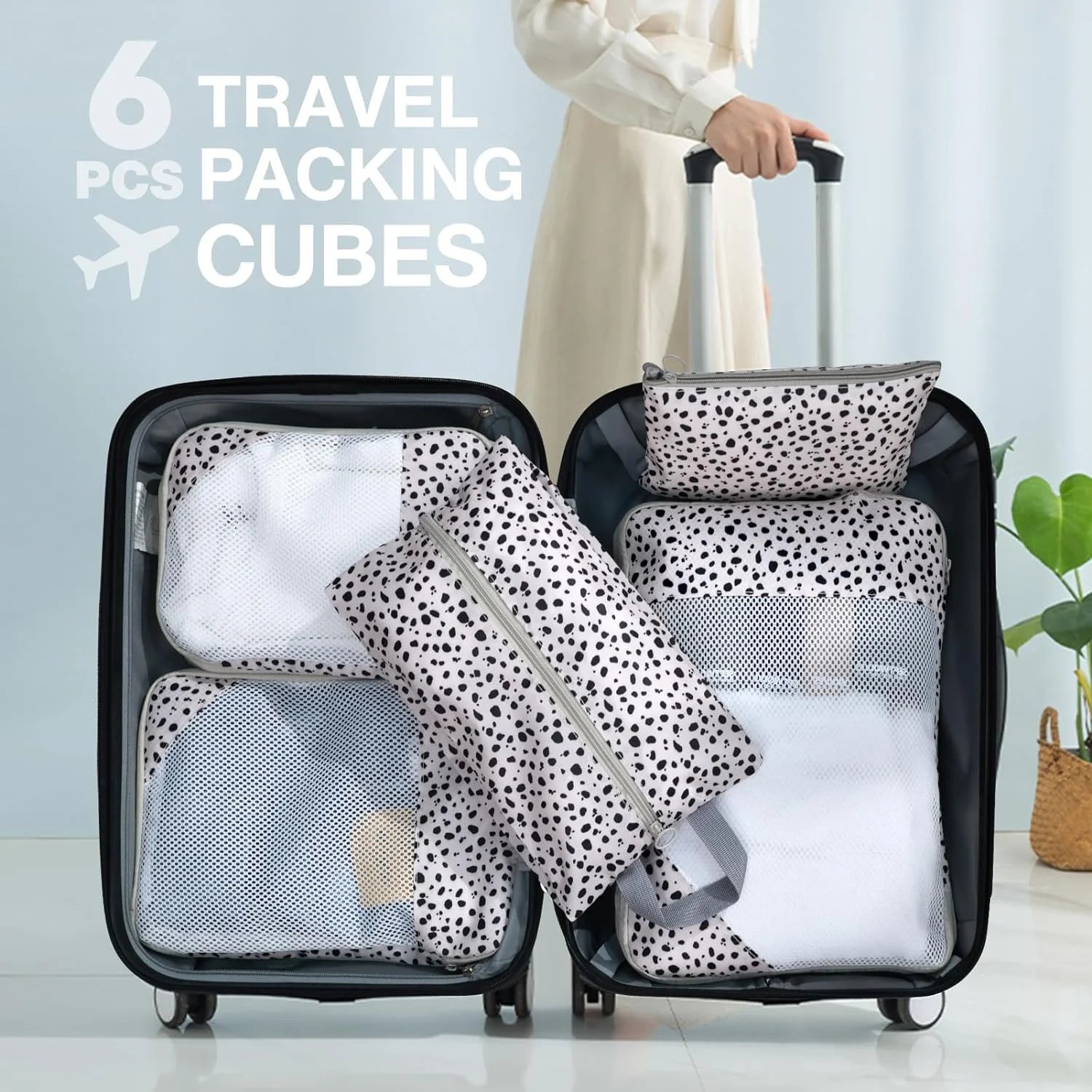 6 Set Compression Packing Cubes for Suitcases, Travel Accessories, Suitcase Organizer, Packing Cubes for Travel Luggage Organizer Women Men