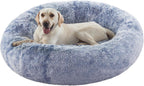 Donut Dog Bed for All Dogs Calming Plush Washable Round Bed 
