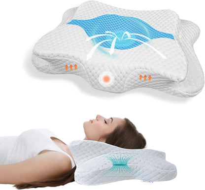 Memory Foam Pillows, Cervical Pillow for Neck and Shoulder Pain Relief, Ergonomic Contour Bed Pillow, Soft for Side Sleep Stomach Sleeping and Back Sleeper