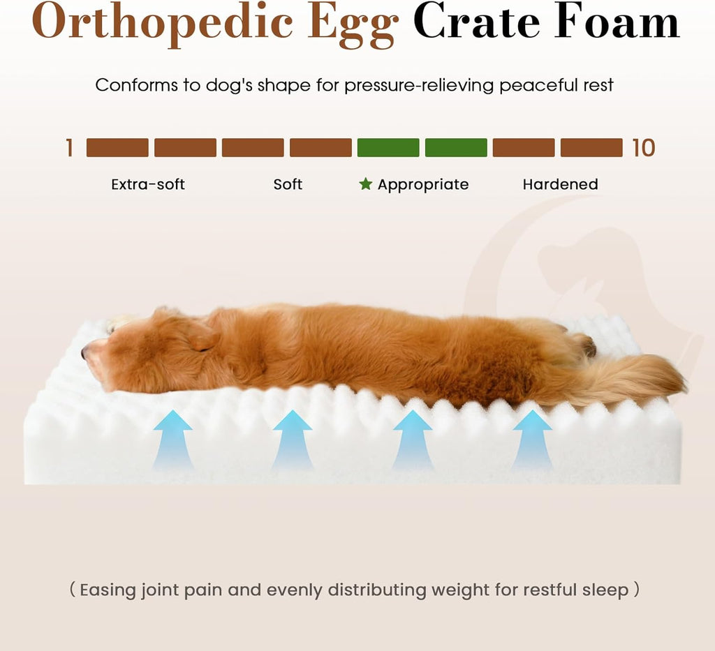 Orthopedic Dog Bed Egg Crate Foam Waterproof Crate Washable