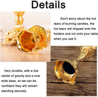 Set of 2 Gold Taper Candle Holders, 7.4" Ornate Candlesticks for Shabbat, Weddings, Christmas & Centerpieces