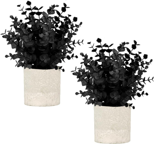 2 Pack Small Artificial Eucalyptus Plants for Home Decor