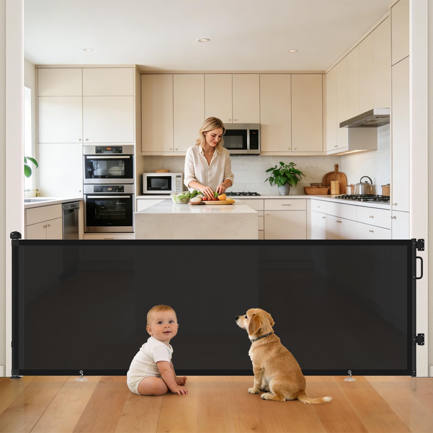 Retractable Baby Gate for Stairs, Doorways & Hallways