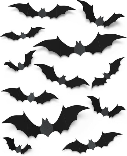 120 Pcs 3D Halloween Bat Wall Decorations