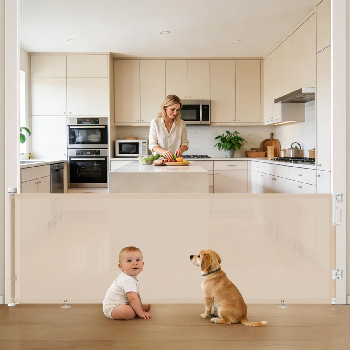 Retractable Baby Gate for Stairs, Doorways & Hallways