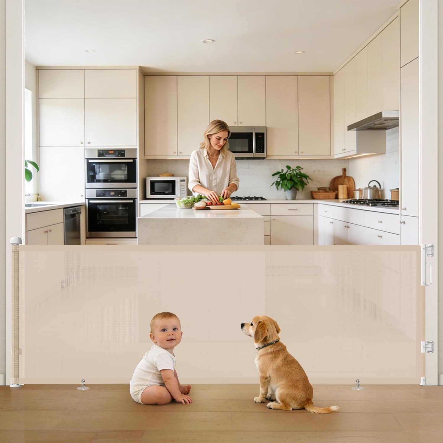 Retractable Baby Gate for Stairs, Doorways & Hallways