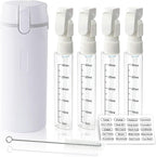 4 in 1 Travel Dispenser Bottle with Cleaning Brush,4 Pack 30Ml Leak Proof Refillable Travel Size Toiletries Containers for Shampoo Conditioner,Portable Travel Bottles Set for Vacation Camping & Gym