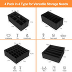 4 Pcs Underwear Drawer Organizers Divider, Closet Socks Organizer and Storage Boxes for Lingerie, Bra, Undies