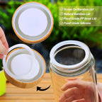 3-Pack Glass Storage Jars with Airtight Bamboo Lids, 80oz Canisters for Cereal, Cookies, Pasta & Kitchen Storage