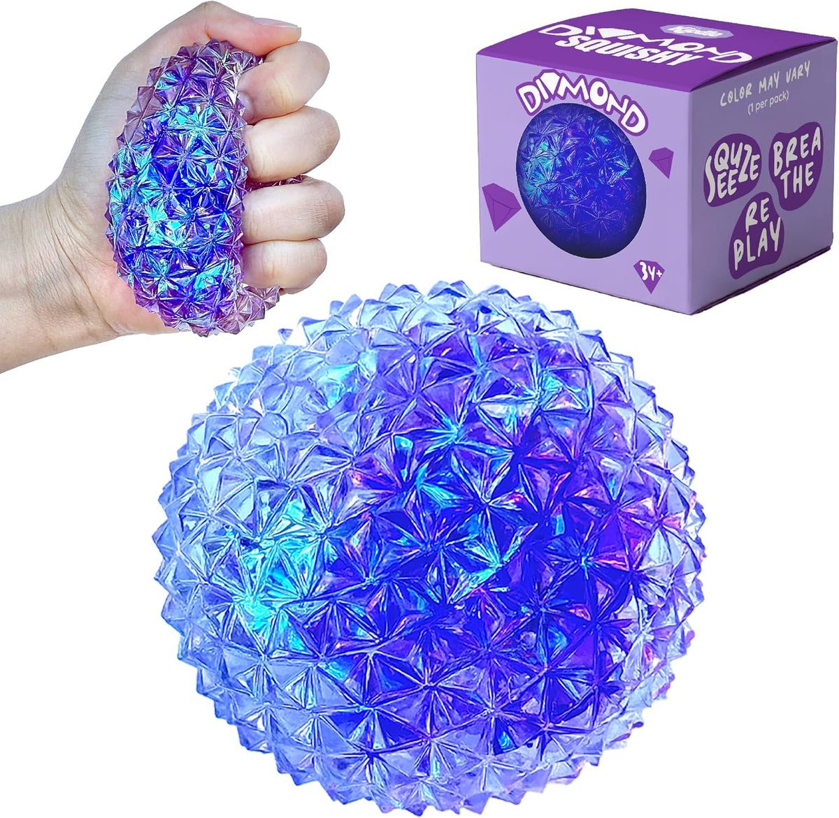 Diamond-shaped fidget stress ball for children, students, and adults