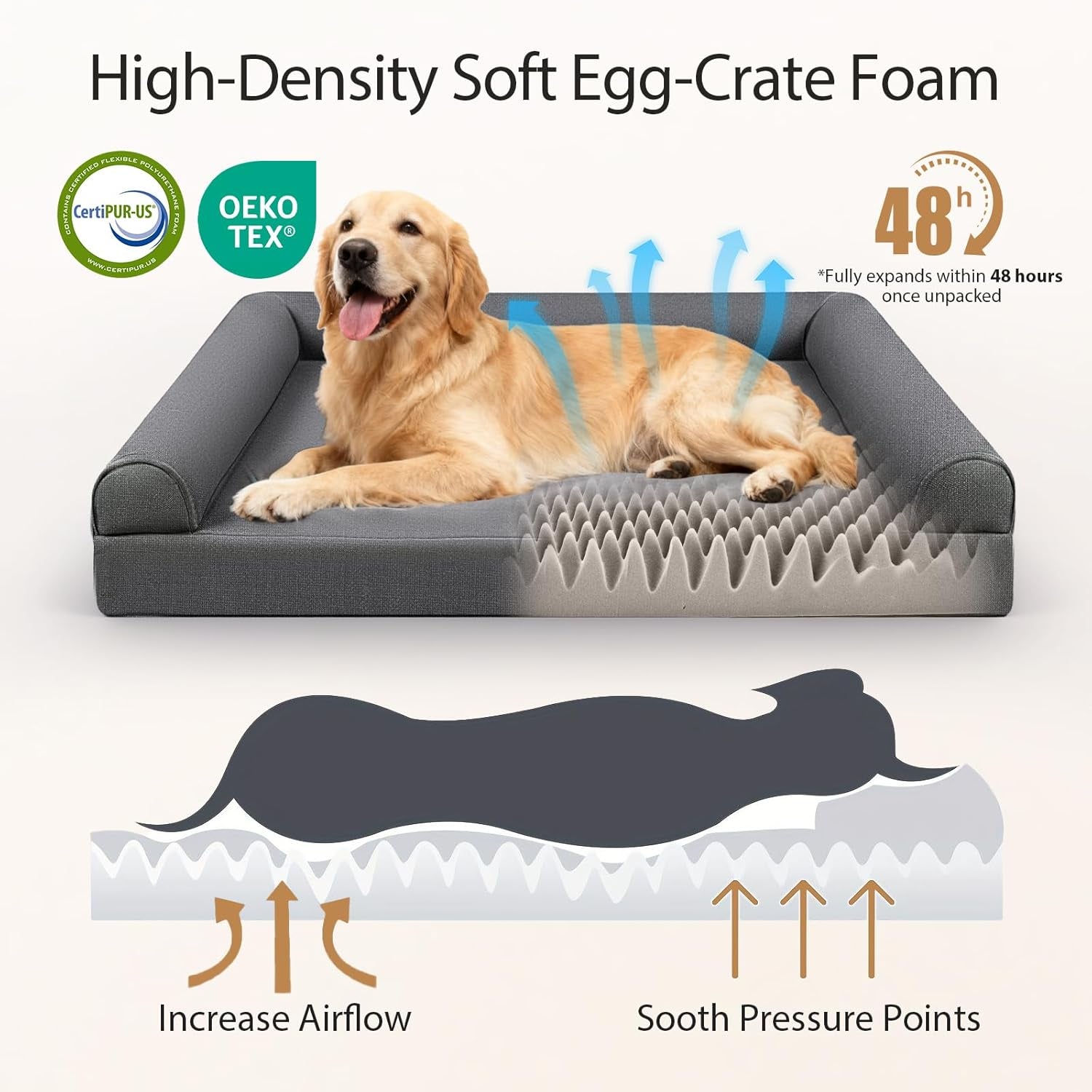 XL Orthopedic Dog Bed 42in Waterproof Washable Foam Bed