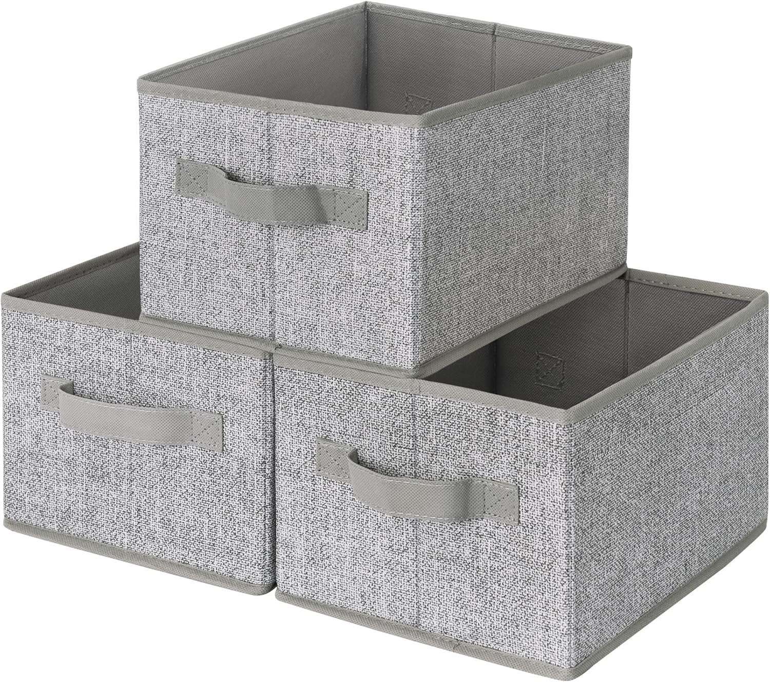 3-Pack Large Fabric Storage Bins with Handles, Collapsible Storage Boxes for Shelves & Closet Organization, Gray