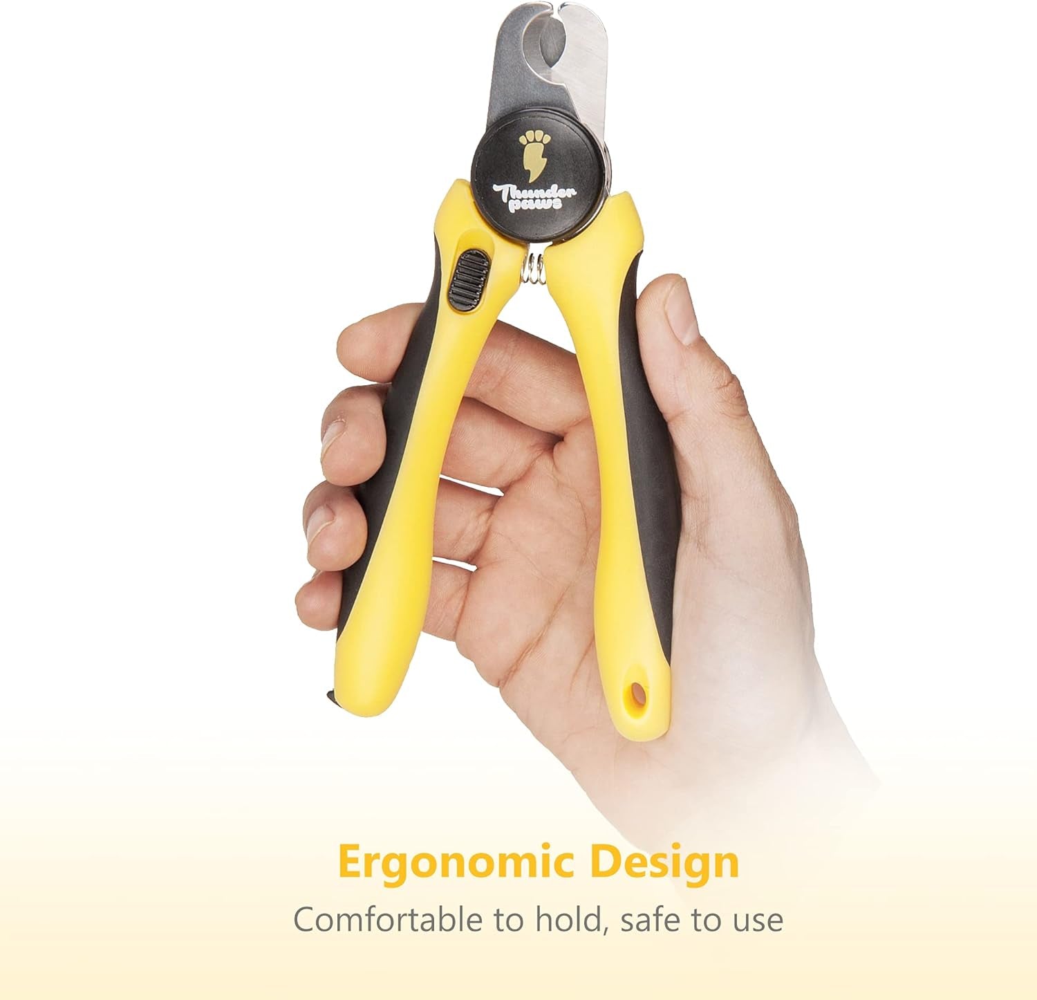 Professional Dog Nail Clippers with Safety Guard & File, Medium-Large Yellow Dog Toenail Trimmer