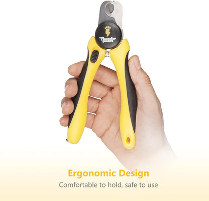 Professional Dog Nail Clippers with Safety Guard & File, Medium-Large Yellow Dog Toenail Trimmer