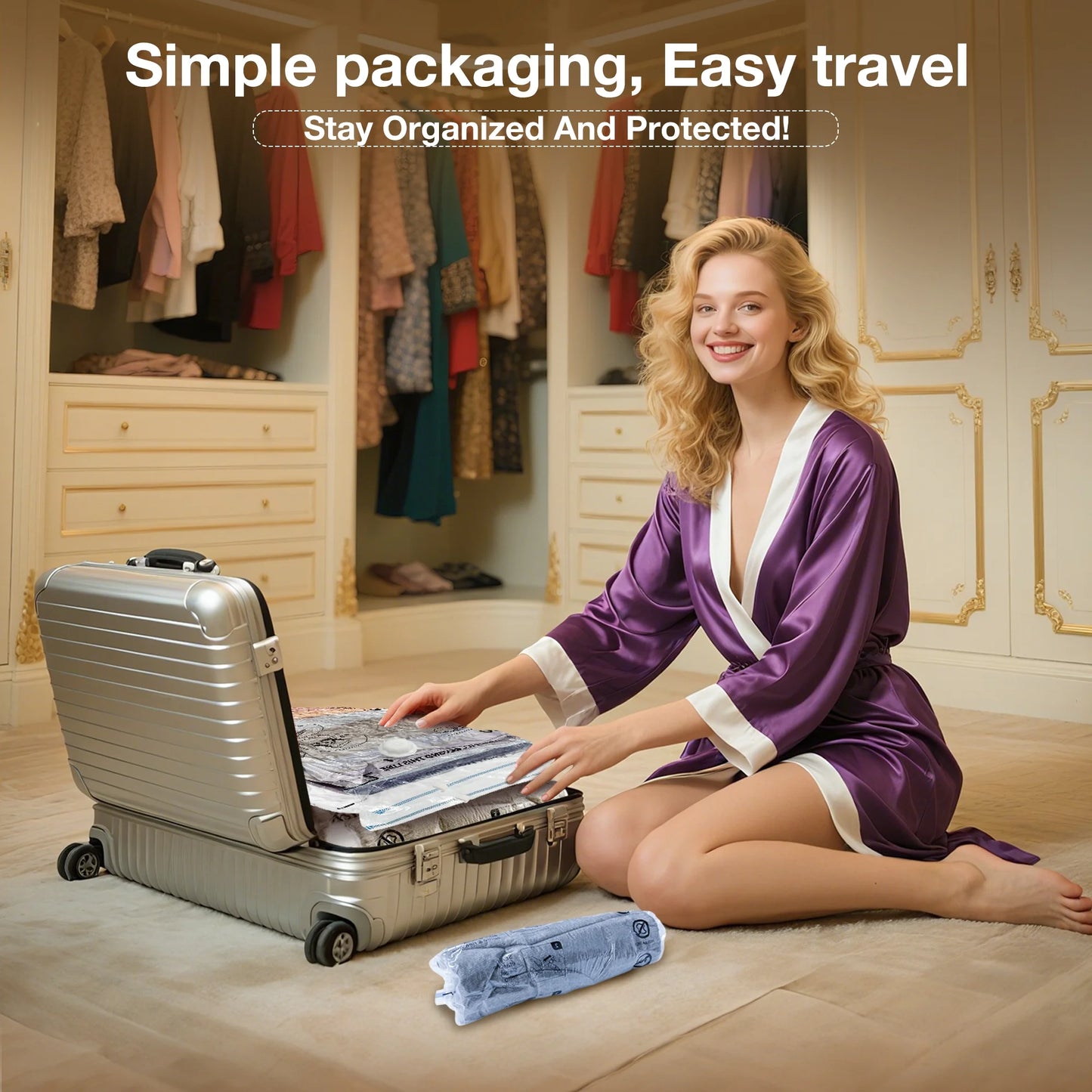 Transparent Vacuum Storage Bags, 20 Pack, Space Saver for Comforters, Blankets, Clothes, Hand Pump Included