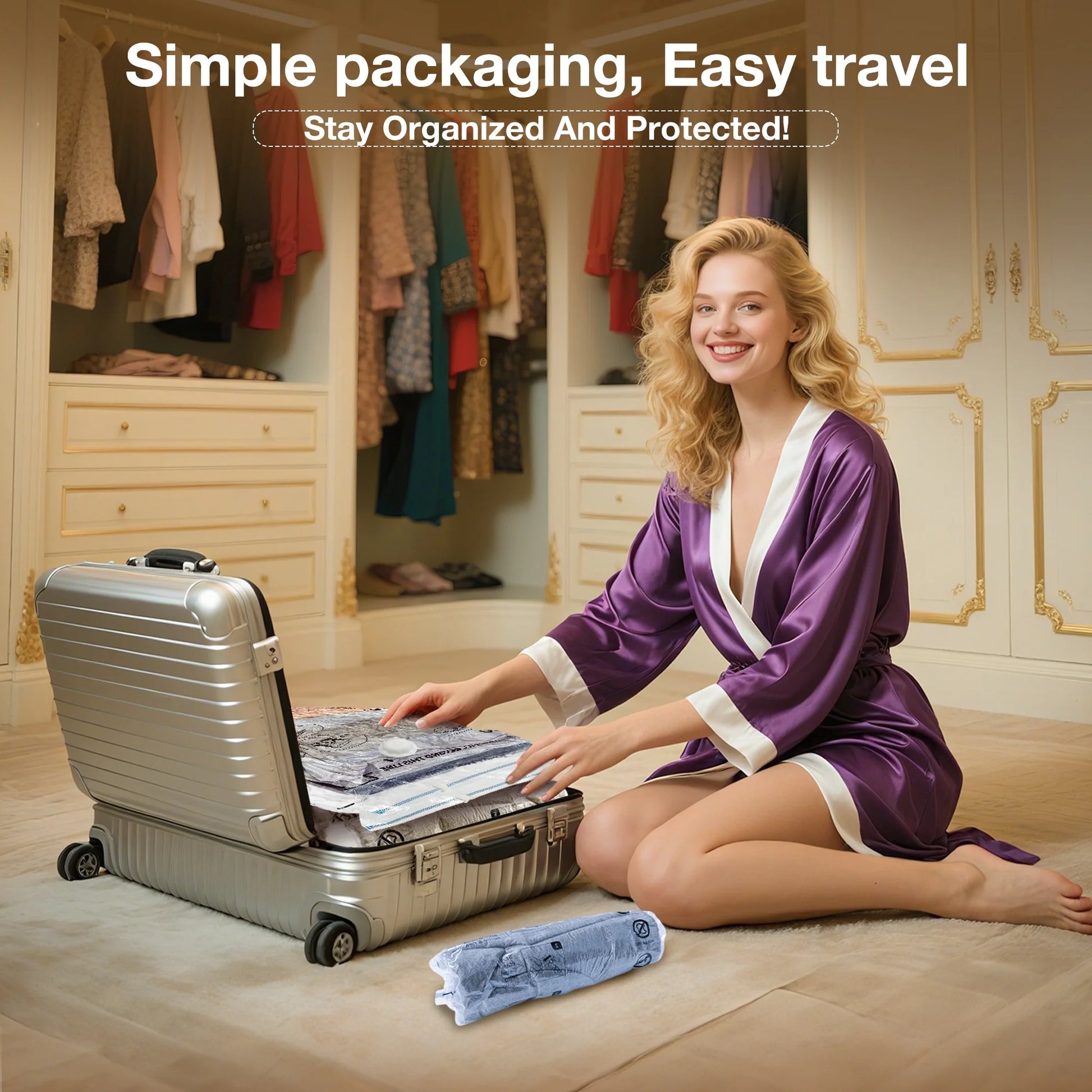 Transparent Vacuum Storage Bags, 20 Pack, Space Saver for Comforters, Blankets, Clothes, Hand Pump Included