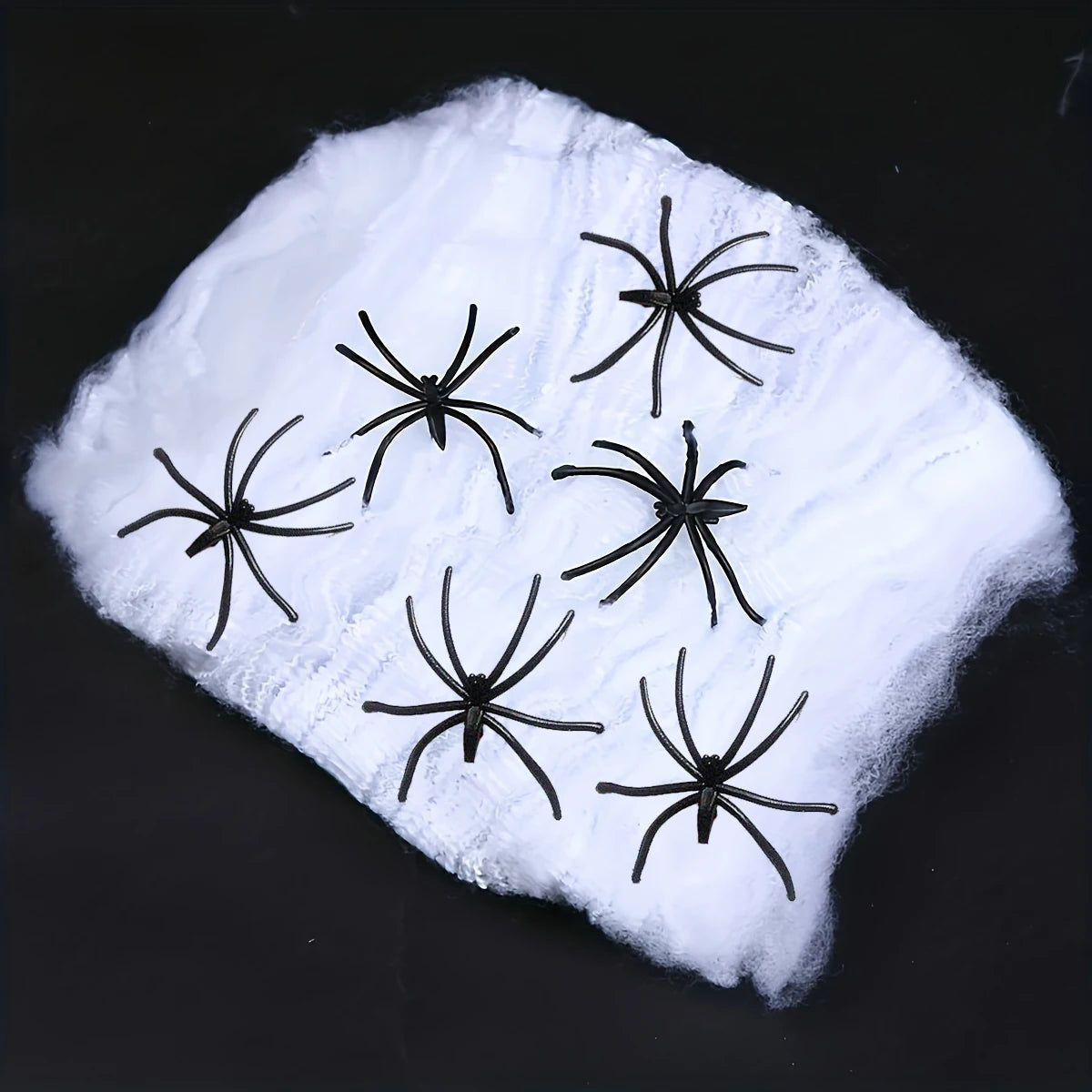 White Halloween Spider Web with Fake Spiders for Yard
