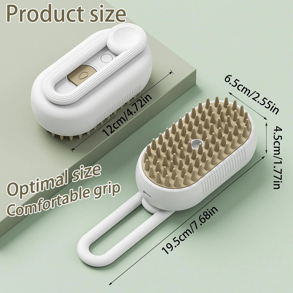 3-in-1 Pet Grooming Steam Brush for Cats & Dogs, Hair Removal Comb with Spray for Long & Short Hair (Gray)