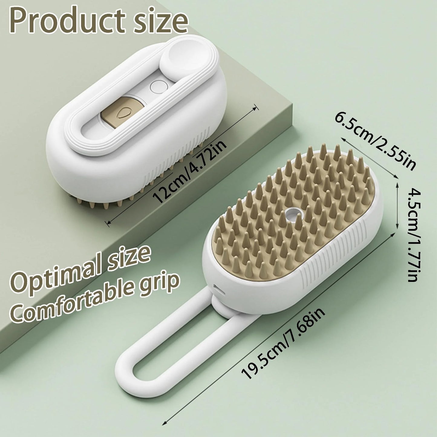 3-in-1 Pet Grooming Steam Brush for Cats & Dogs, Hair Removal Comb with Spray for Long & Short Hair (Gray)