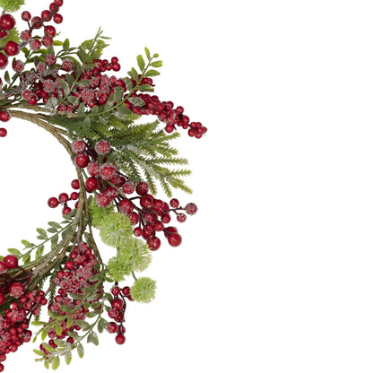Frosted Berry and Pine Artificial Christmas Wreath - 16" - Unlit