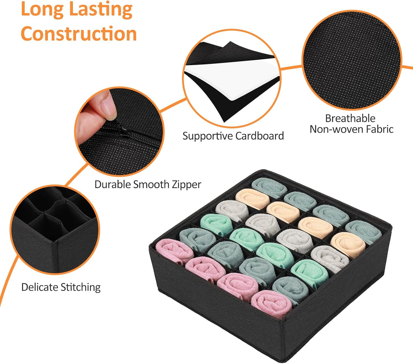 4 Pcs Underwear Drawer Organizers Divider, Closet Socks Organizer and Storage Boxes for Lingerie, Bra, Undies