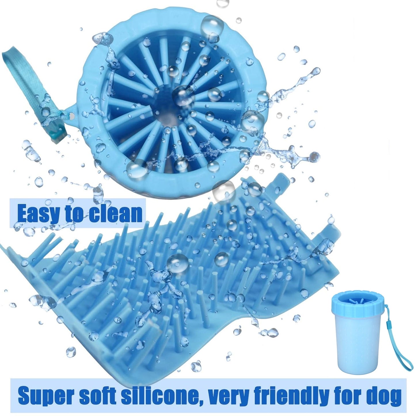 Portable Dog Paw Washer Set – Silicone Cleaner Cup with 3 Towels & Adjustable Bath Brush for Medium & Large Dogs