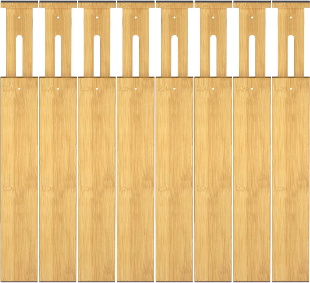 4-Pack Adjustable Bamboo Drawer Dividers, 12–17" for Kitchen, Closet, Dresser, Bedroom & Office Organization