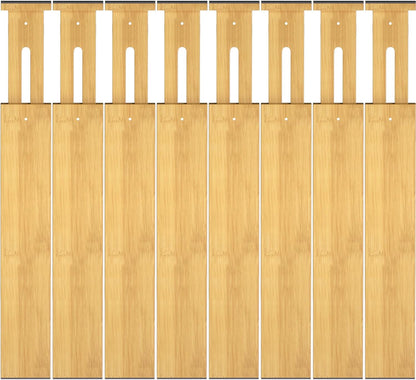 4-Pack Adjustable Bamboo Drawer Dividers, 12–17" for Kitchen, Closet, Dresser, Bedroom & Office Organization