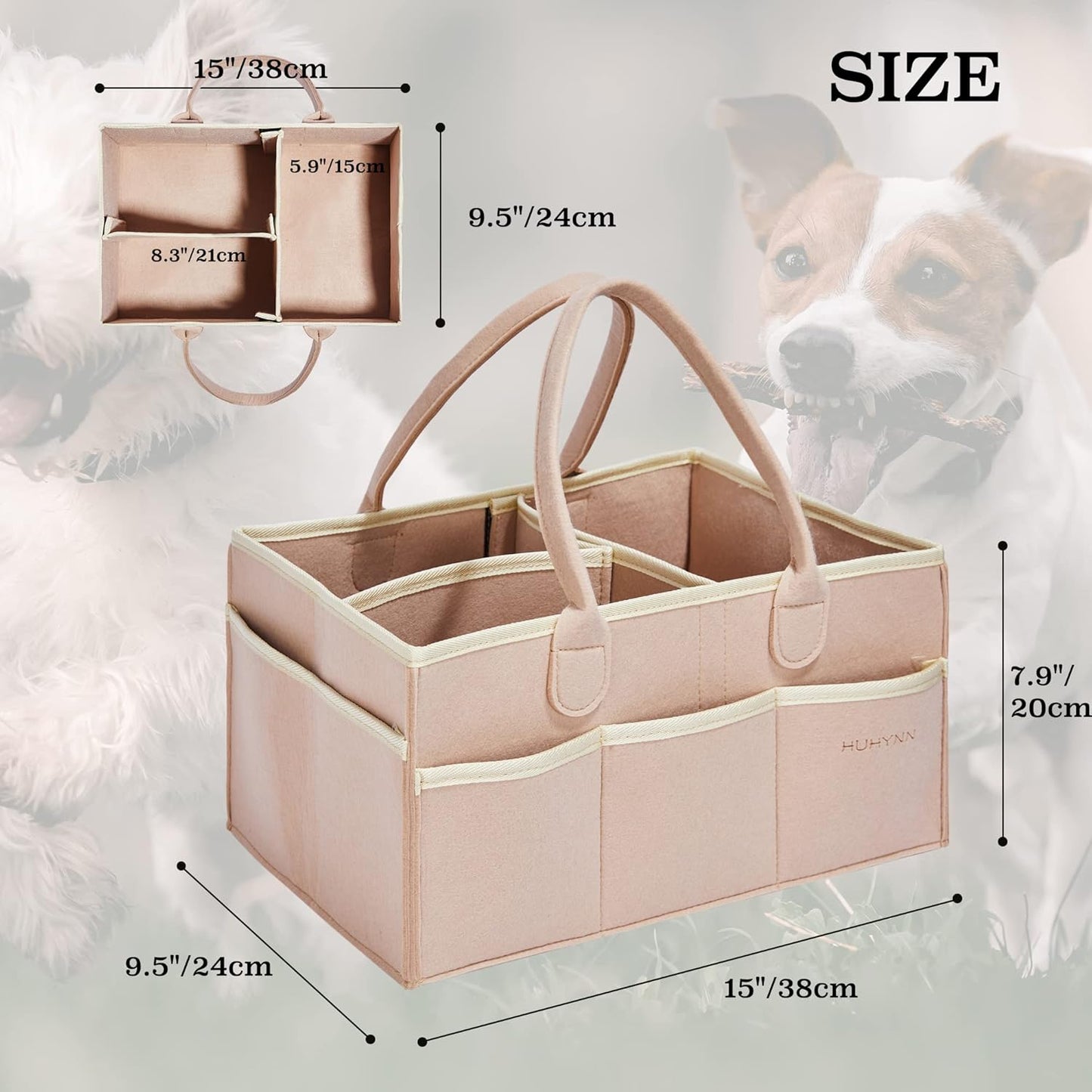 Pet Grooming Tote Bag for Dogs, Travel & Outdoor Organizer (Bag Only, Khaki)