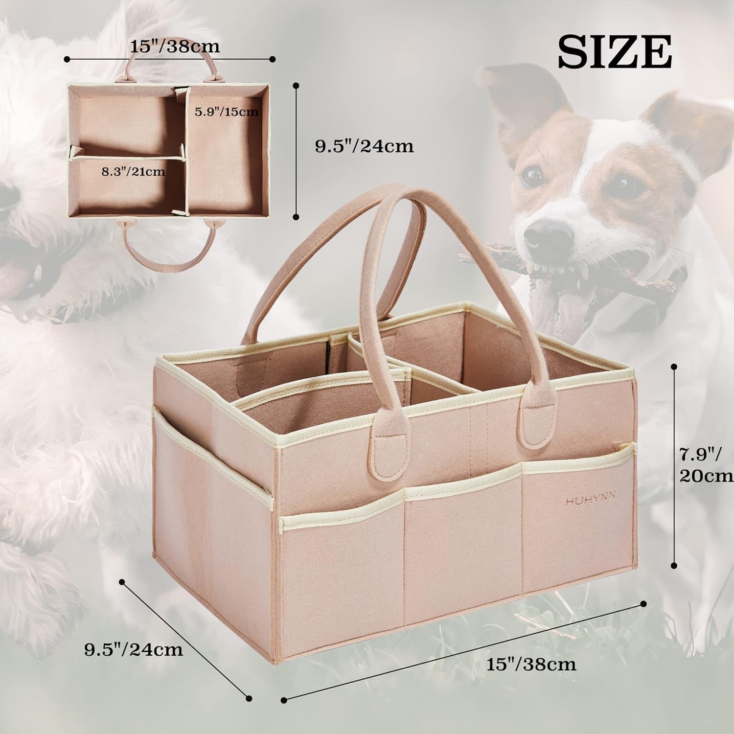 Pet Grooming Tote Bag for Dogs, Travel & Outdoor Organizer (Bag Only, Khaki)