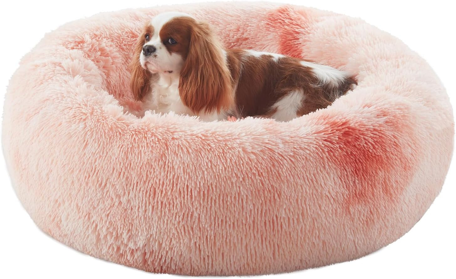 Donut Dog Bed for All Dogs Calming Plush Washable Round Bed 