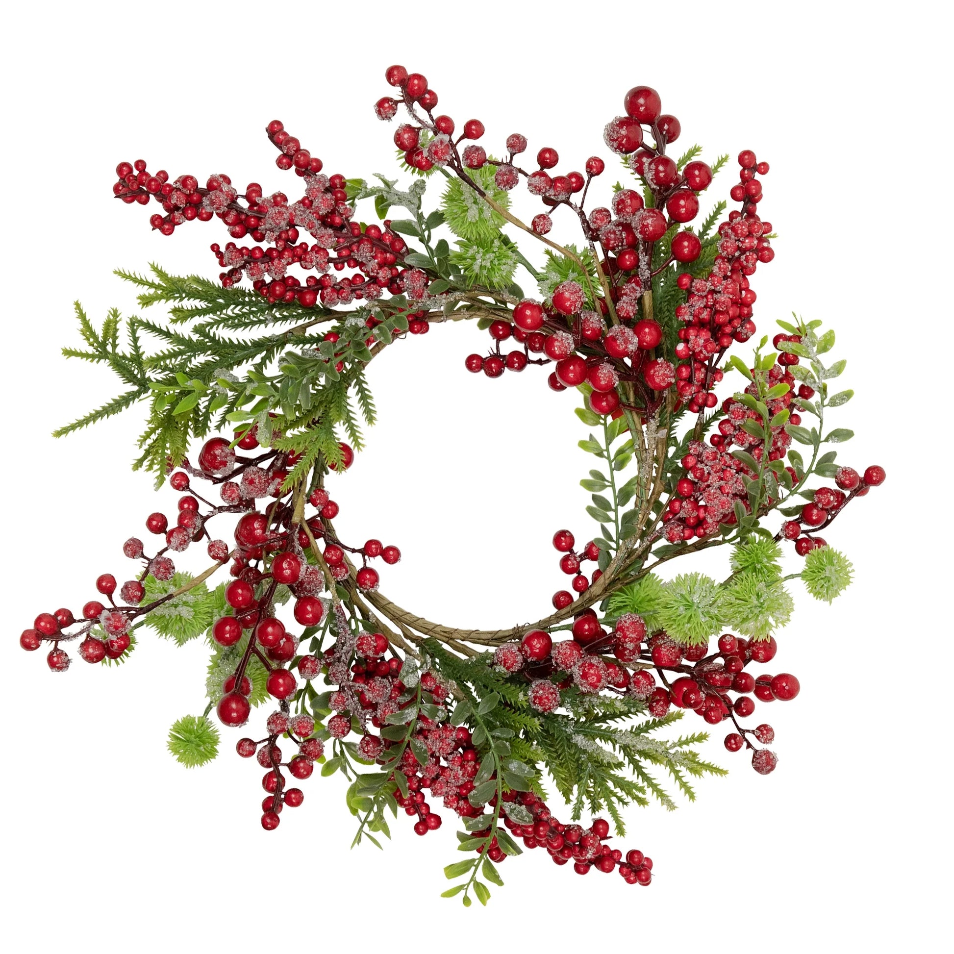 Frosted Berry and Pine Artificial Christmas Wreath - 16" - Unlit