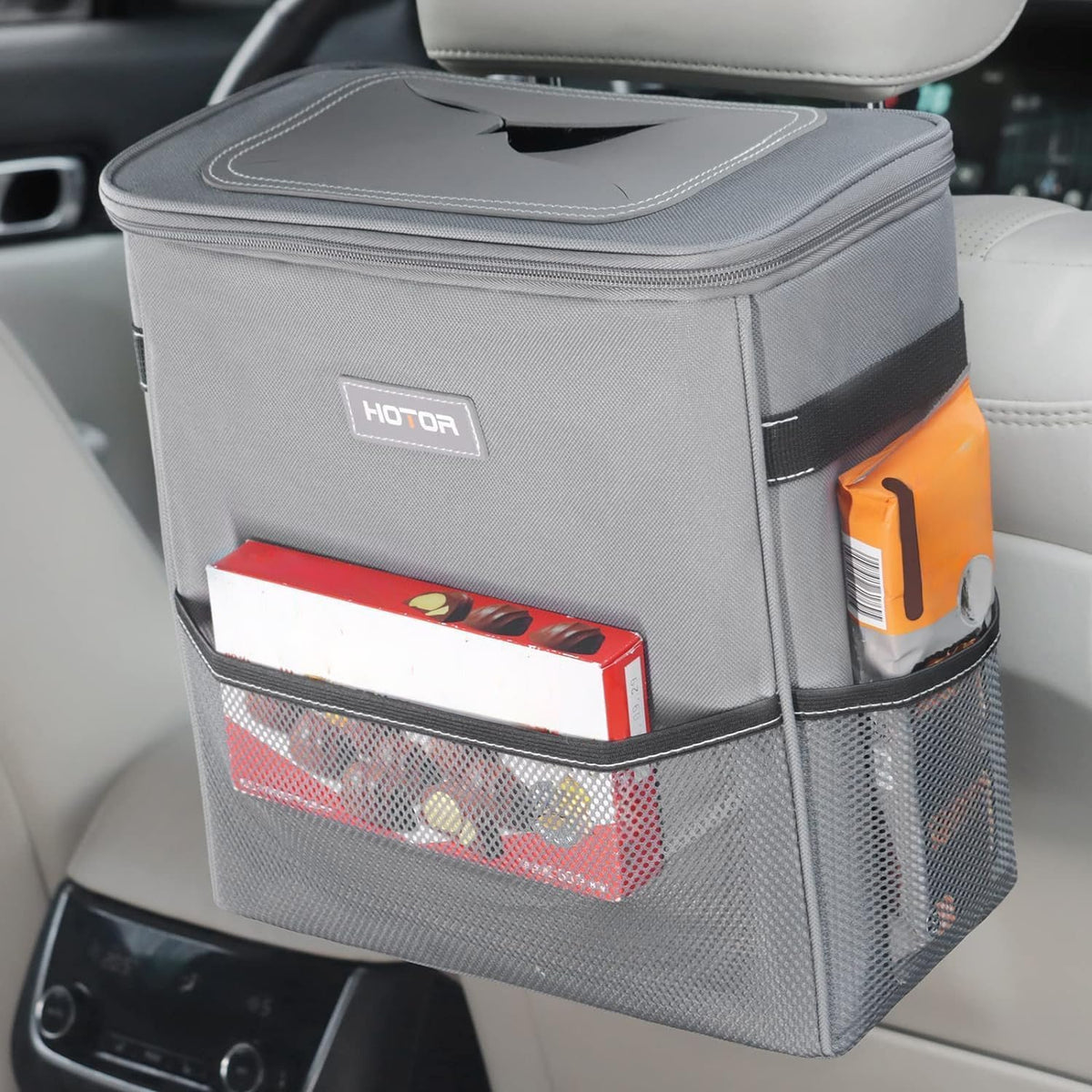 Portable vehicle trash can and organizer for a clean and organized car interior