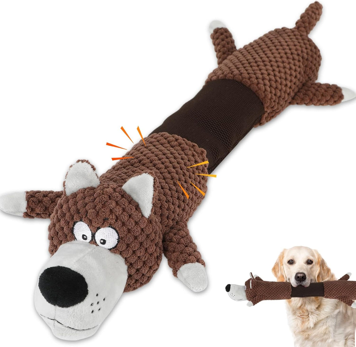 Large Plush Squeaky Dog Toys with Crinkle Paper, Tug of War Pull Toys for Puppies, Interactive Dog Chew Toys for Small, Medium and Large Dogs