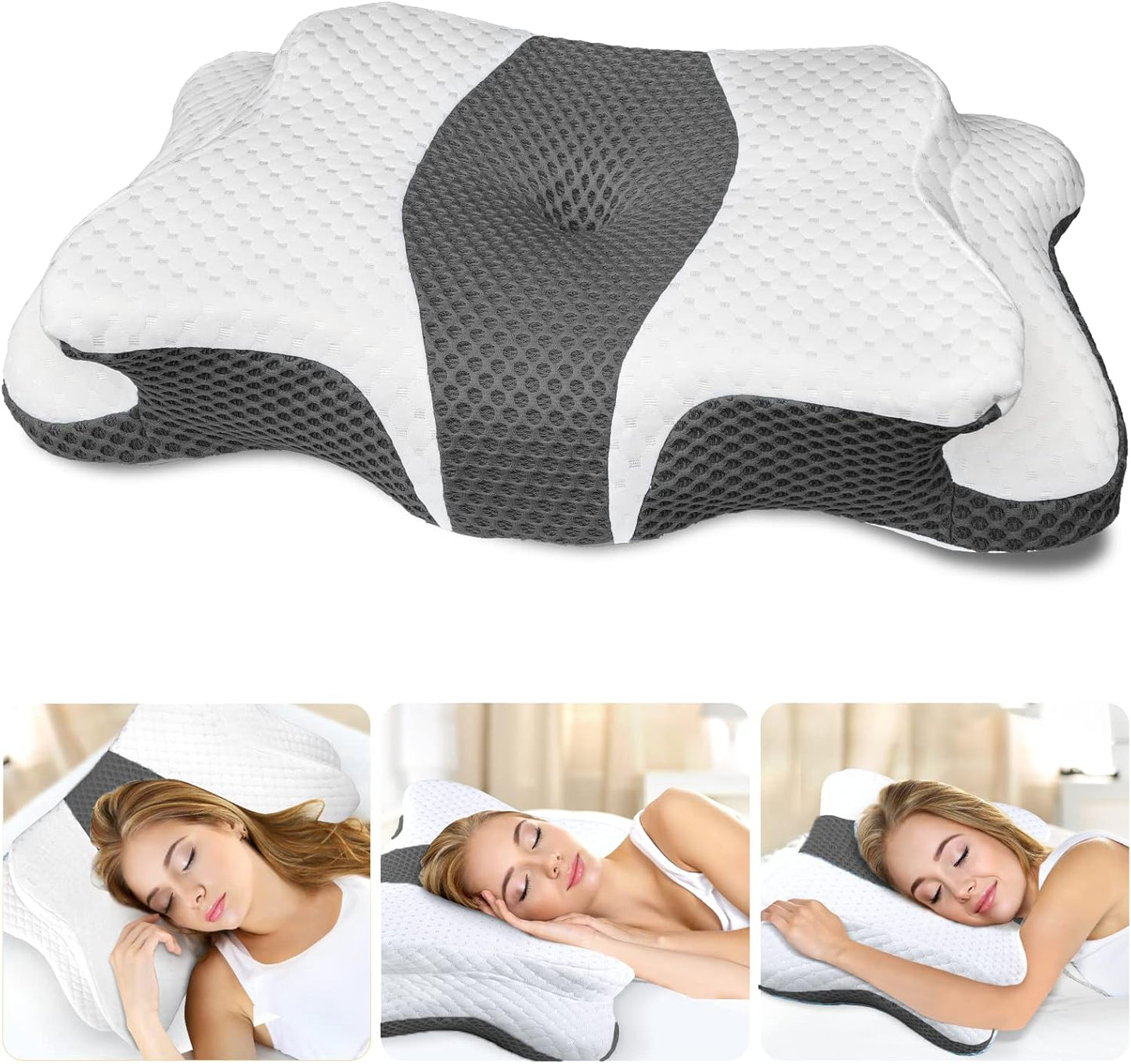 Memory Foam Pillows, Cervical Pillow for Neck and Shoulder Pain Relief, Ergonomic Contour Bed Pillow, Soft for Side Sleep Stomach Sleeping and Back Sleeper