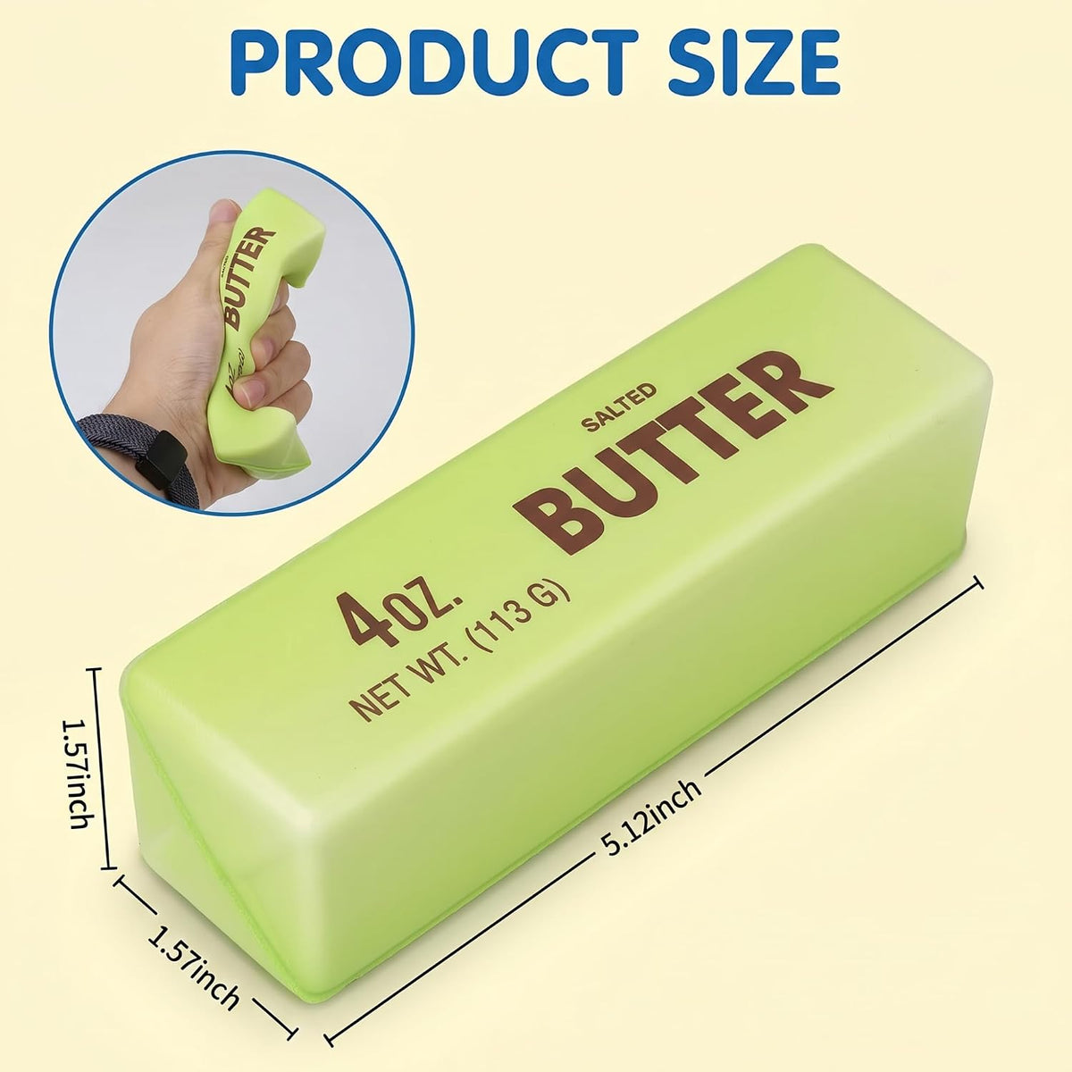 Green PU butter squishy stress relief toy for quiet sensory fidgeting