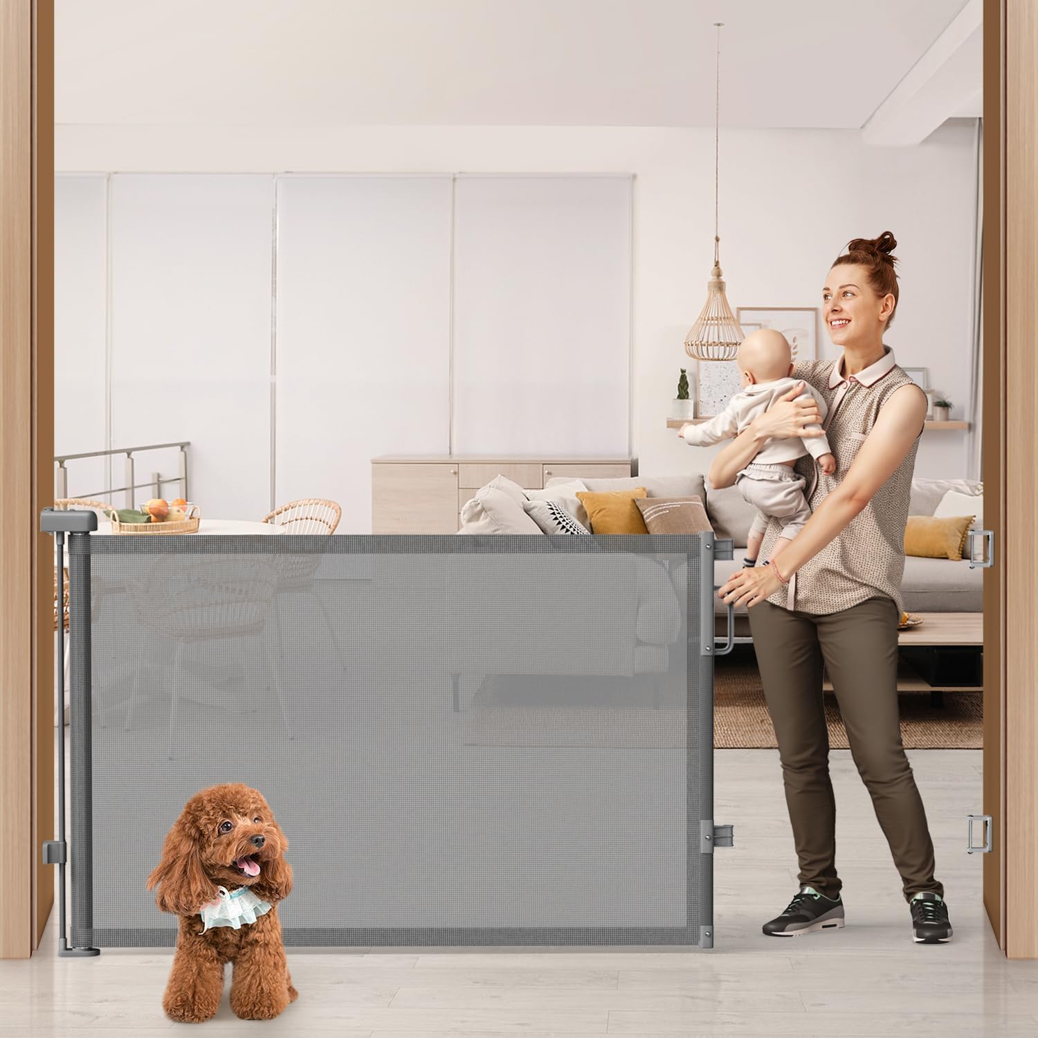 Retractable Baby Gate for Stairs, Doorways & Hallways