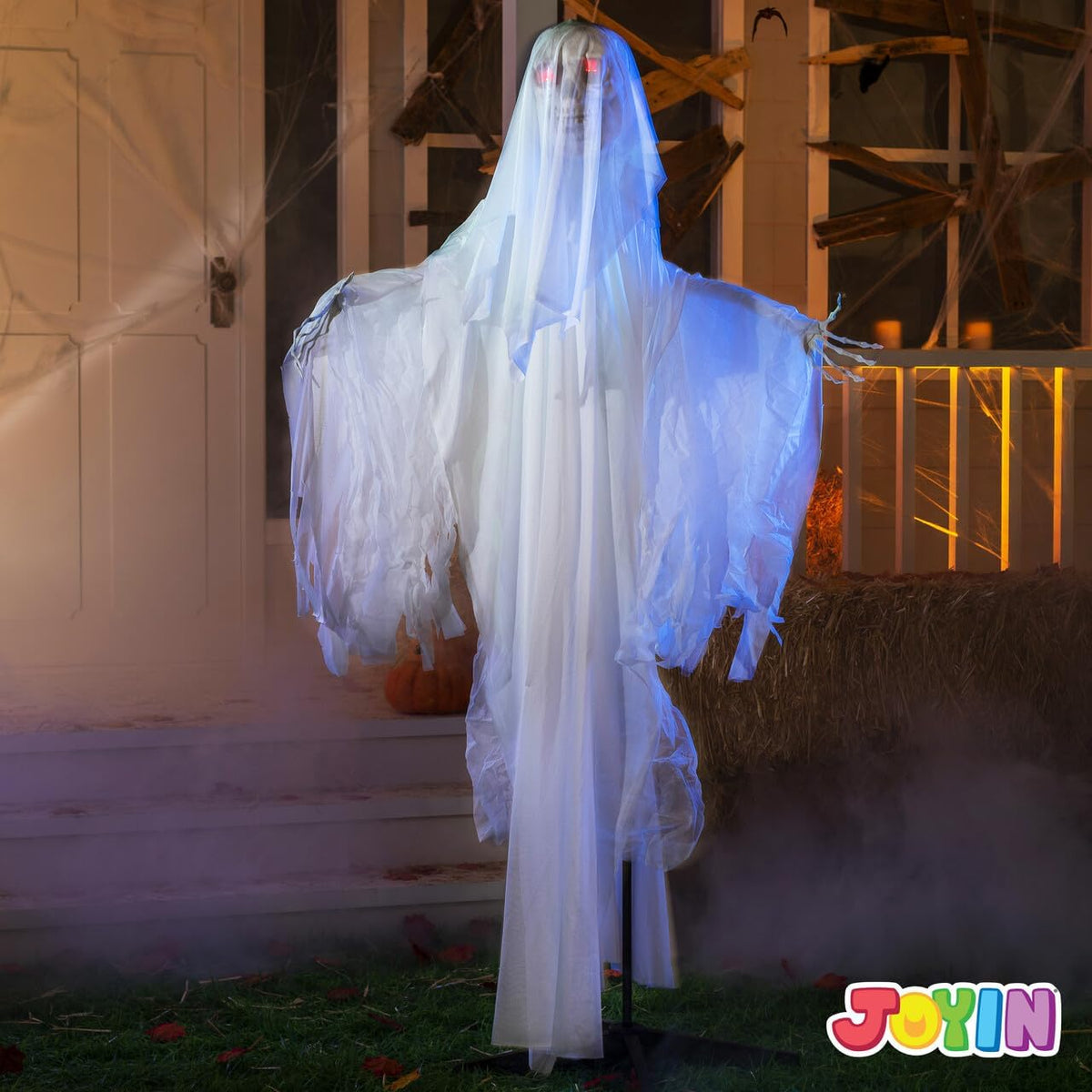 JOYIN 67" Halloween Decorations Outdoor Life Size Animatronics Ghost Bride Decor, Sound-Actived Skeleton with Creepy Sound, Scary Haunted House Props for Garden Yard Lawn outside Indoor